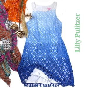 Lilly Pulitzer Blue Lace Embroidered Ombre Dress Sz S